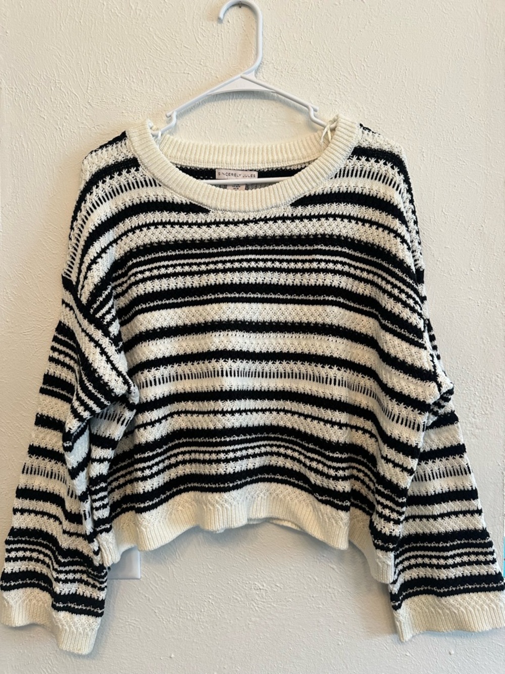 Sincerly Jules Black and White Striped Crewneck Sweater